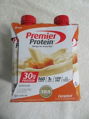 (4) Premier протеиновый коктейль с высоким содержанием белка карамельный вкус 11 унций каждый @O - Изображение 1 из 2