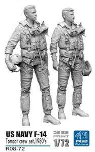 1/72 1980's USN U.S. NAVY F-14 PILOTS DUO TOMCAT R08-72 unpainted R2 Miniatures - Picture 1 of 10