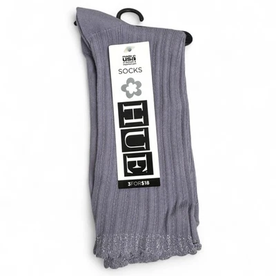 Calcetines para mujer Hue festoneados Pointelle Lilla con punta púrpura plata Foto 1 de 4