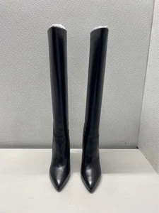 Larroude Women's US 6.5 Cindy Leather Block Heel Knee Boots 1462 Black - Picture 1 of 6