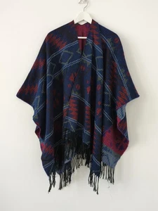 Damen Strickschal Schal Jacquard Print blau - Bild 1 von 5