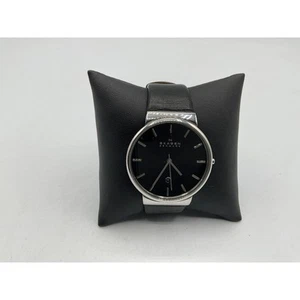 Pre-Owned SKAGEN SKW6104 Men's Watch, Black Leather Band, needs a battery - Picture 1 of 9