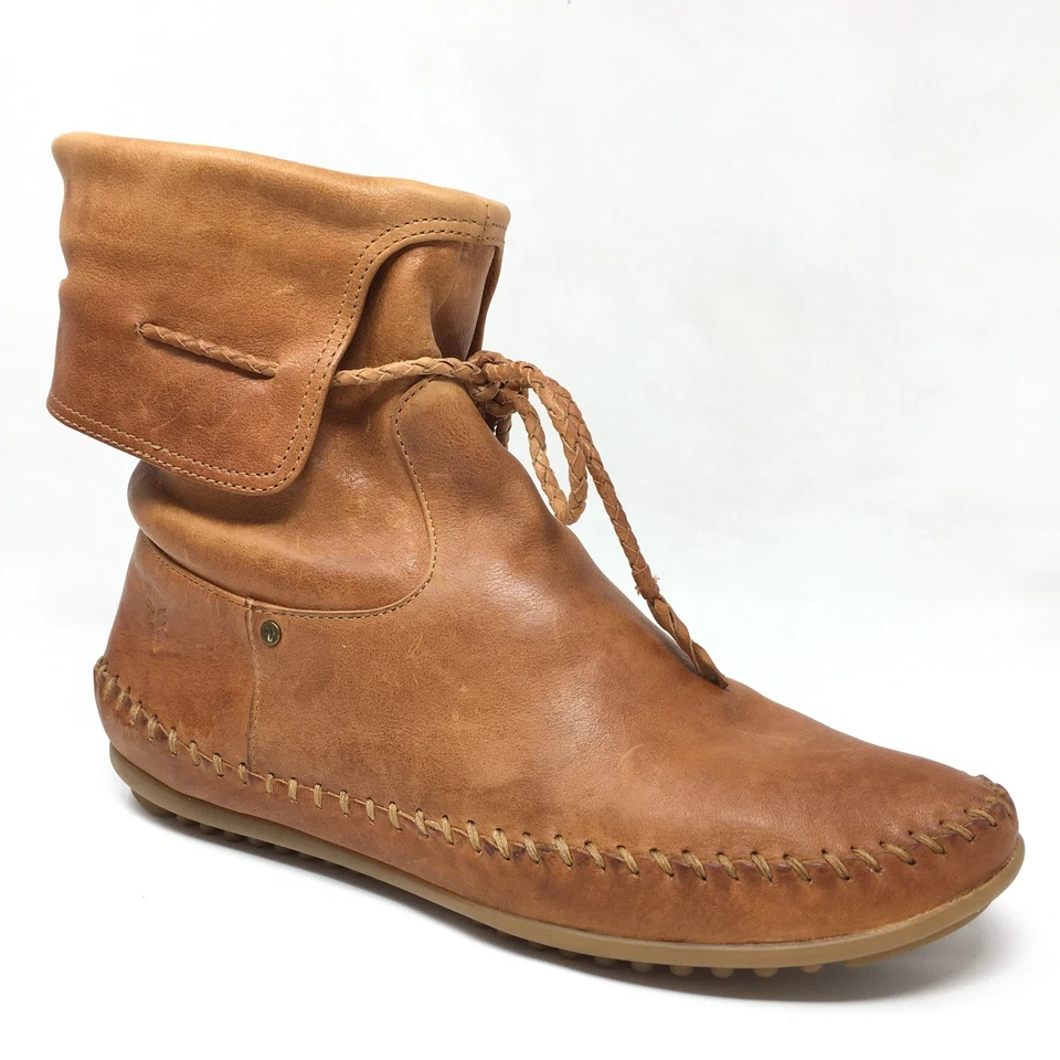 Frye Reba Cuff Short Moccasin Boots Booties Shoes Womens Size 7.5 Brown Leather - Image 1 of 4
