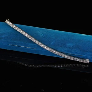 Antique Art Deco Platinum Old European Cut Diamond Classic Tennis Bracelet - Picture 1 of 13