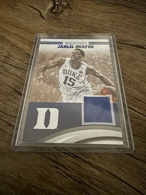 Camiseta Panini Jahlil Okafor 2015 parche de novato jugador reliquia usada SP Duke RC Foto 1 de 2
