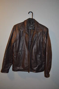 Mens Alfani Small Brown Bomber Style Leather Jacket, 100% Leather, Rarely Worn - Picture 1 of 2