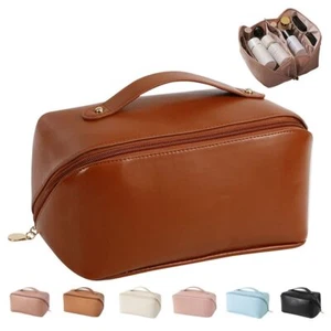 Large Capacity Travel Cosmetic Bag for WomenPortable PU Leather Makeup Bag Wa... - Picture 1 of 7