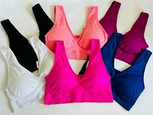 3-6 Sports Bras Yoga Activewear Seamless 322 Workout Gym Bra Top Sleep Cami Plus - Picture 1 of 12