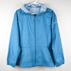 Columbia Women S Small Teal Blue Hoodie Nylon Zip Up Jacket Windbreaker Packable - Picture 1 of 6
