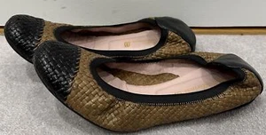 BONITAS BAILARINAS Zapatos de salón planos de cuero tejido marrón EU39 UK6 - Imagen 1 de 7