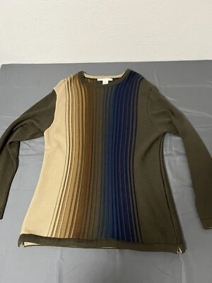 Perry Ellis Mens Sweater 50% Wool Blend XL Multicolor Striped Long Sleeve - Image 1 of 4
