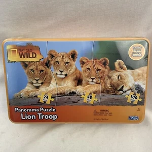 National Geographic Panorama Lion Truppa Puzzle Zio Milton in astuccio di latta NUOVO! - Foto 1 di 6