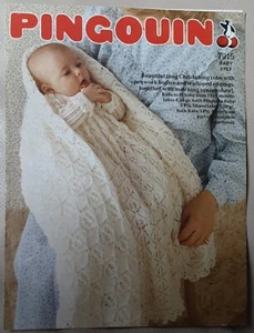 Original Pingouin 3 Ply Baby Shawl & Christening Robe Knitting Pattern 7915 - Picture 1 of 3