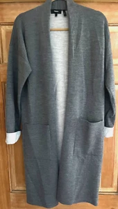 Theory Wollmischung vorne offen Doubleface lange graue Strickjacke, Small - Bild 1 von 9