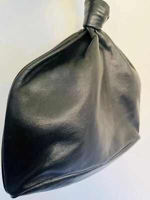 Borbonese black leather clutch with knot detail - Image 1 of 4