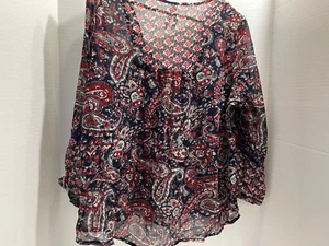 girl krazy top XL Red /black/white 3/4 sleeves - Picture 1 of 5