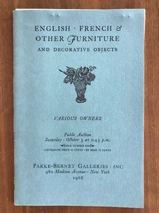 ENGLISH & FRENCH FURNITURE Oct 1968 Parke Bernet Auction Catalog Prices Realized - Imagen 1 de 3