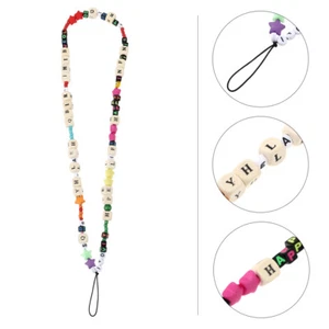 Wooden Alphabet Mobile Phone Chain Men and Women Hanging Lanyard - Zdjęcie 1 z 12
