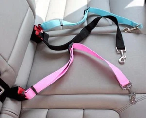 SEATBELT LEASH Dog Pet Car Safety Belt Harness Collar Restraint Lead Adjustable - Picture 1 of 28