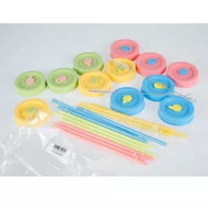 12pcs Colorful Plastic Jar Lids Set Fit for 70mm Wide Mouth Reusable tecpC - Picture 1 of 12