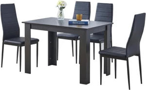 Modern 5Pcs Black Dining Table set for 4 Wooden Kitchen Table Set with 4 Chairs - Picture 1 of 11