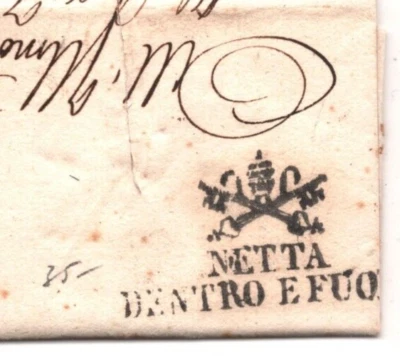 Italy PAPAL STATES Cover DISINFECTED Faenza *NETTA/DENTROE FUO(RI)* 1837 MA959 - Image 1 of 4