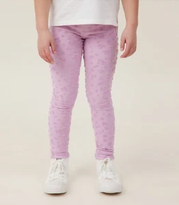 Cotton:On Kids Girls Huggie Tight Leggings Chalky Mauve/Mini Leopard Size 3 NEW - Picture 1 of 4