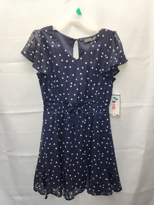 Trixxi Girl Girl's Navy Polka Dot Dress 7/8 or 10/12 - Picture 1 of 6
