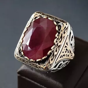 Silver Ring REAL Ruby solid 925 Sterling Natural Gemstone Unique Artisan Jewelry - Picture 1 of 8