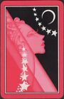 Playing Cards Single Card Old Vintage Art Deco * GIRL LADY STARS + MOON Design A