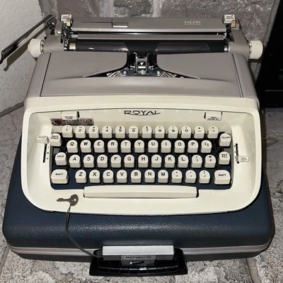 Working 1965 Royal Safari Smoky Taupe Vintage Manual Typewriter + Case/Key - Image 1 of 4