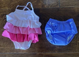 Conjuntos de traje de baño para bebé niña/bebé 1 traje de baño y un pañal de natación talla 12-18 meses - Imagen 1 de 8