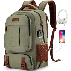 Canvas Laptop Backpack, Bag for Men Women,Travel Work Rucksack Fits 15.6 Inch... - Picture 1 of 6