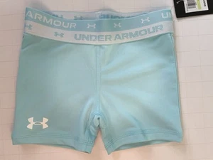 Under Armour Girl's HeatGear Authentics Shorty light Blue/White Nwt - Picture 1 of 12