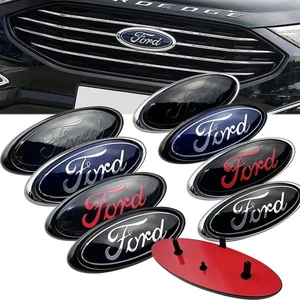 Ford Front Grille Emblem Badge 146x57mm Red Black Fit Focus Ranger Kuga - Picture 1 of 14