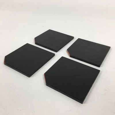 Japanese Wood lacquered Drink Saucer 4pc Set Vtg Chataku Coaster Black UR620 - Image 1 of 4