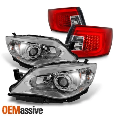 Fit 08-11 Subaru Impreza 12-14 WRX Projector Headlights +  Red Tail Lens Combo - Image 1 of 4