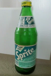 Vtg Sprite Soda Pop Glass Bottle Sugar Free 1 Liter 1978 Paper Label - Picture 1 of 9
