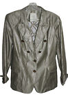 VIOLANTI Women's Blazer Jacket Waxed Linen Olive Size 48 US 12