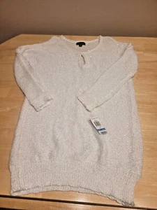 Thalia Sodi Women's Keyhole Sequined Sheen Knit Sweater XL Ivory New - Picture 1 of 1