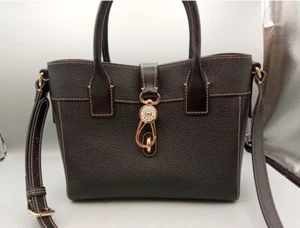 DOONEY & BOURKE PEBBLE GRAIN LEATHER AMELIE SHOULDER BAG/TOTE in BLACK - Picture 1 of 5