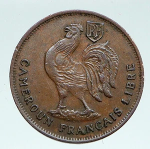 1943 FRANCE CAMEROON OLD Authentic Large Vintage French MOTTO Franc Coin i91559 - Picture 1 of 3