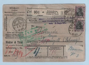 Schneeberg Neustädtel DR Paar Paketkarte 1920 Appenzell Schweiz (-64 - Picture 1 of 2