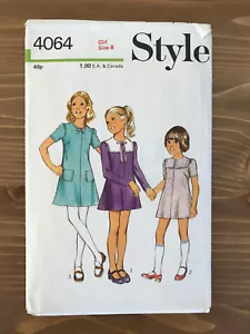 Vtg Style #4064 Girl's Dress Sewing Pattern 1973 Retro Kids Fashion History - Picture 1 of 3