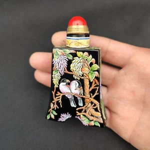 vintage chinese snuff bottle hand painted flower bird love gift beautiful Art - Picture 1 of 5
