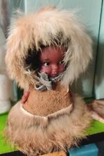 Baby Native Alaskan Barefoot Eskimo Doll Suede and Fur Outfit Petite 4x3"