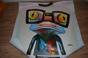 Frosch auf Leinwand - Ölgemälde - 24 x 24 cm - Bild 1 von 1