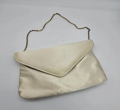Bolso de Noche Sobre Blanco Off Vintage Acetato Tono Dorado Cadena 10" X 6" México Foto 1 de 3