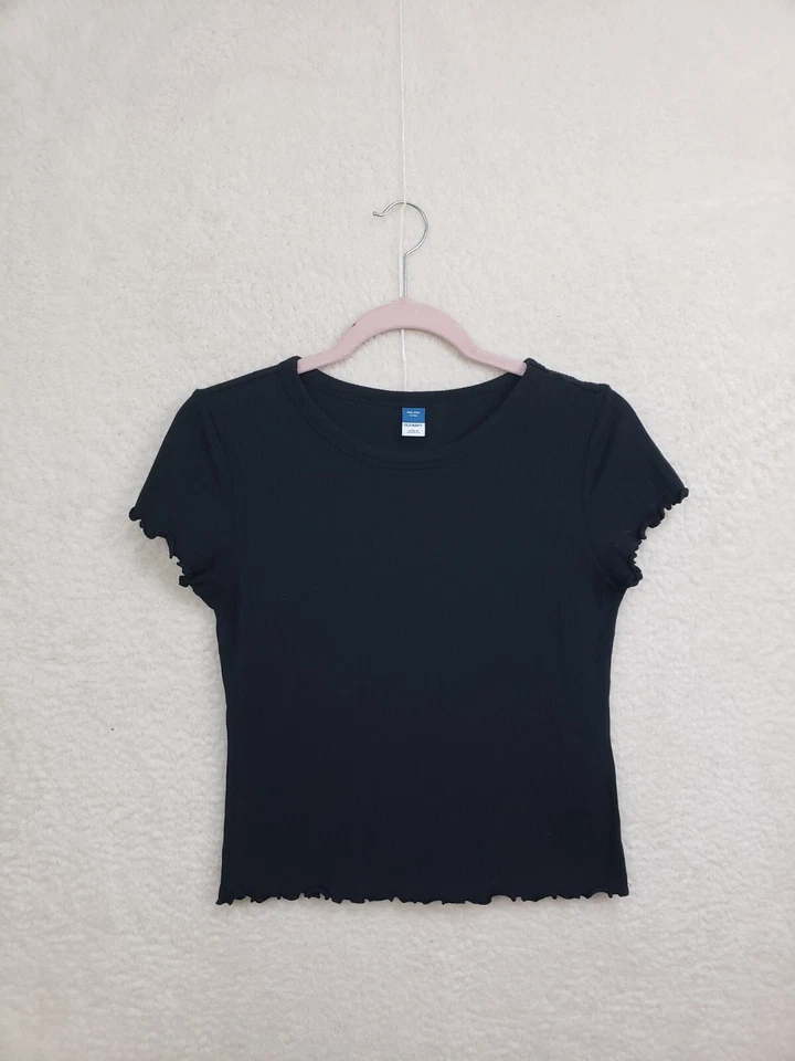 Old Navy Girls Top XXL Black Cotton Blend Short Sleeve Regular Fit Tee Shirt - Image 1 of 4