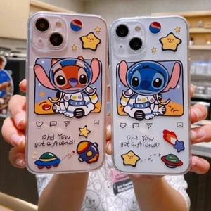 Cute Stitch Phone Case For iPhone 11 12 13 14 15 Pro Max Plus 7 8 XS Soft Cover - Photo 1 sur 14